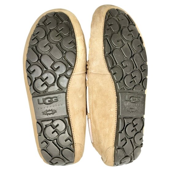 UGG Australia Slippers Womens Size 8 Sheepskin-Lined Leather Moccasin Tan - Picture 6 of 8